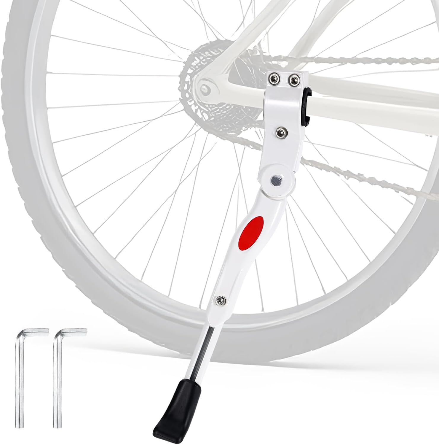 Bicycle Kickstand, Aluminium Alloy Bike Kickstand, Adjustable Bicycle Kickstand, Easy to Install Kick Stand, Rear Side Bike Stand, Non-Slip Foot for 24"-700C 16"-20" with Hex Wrench