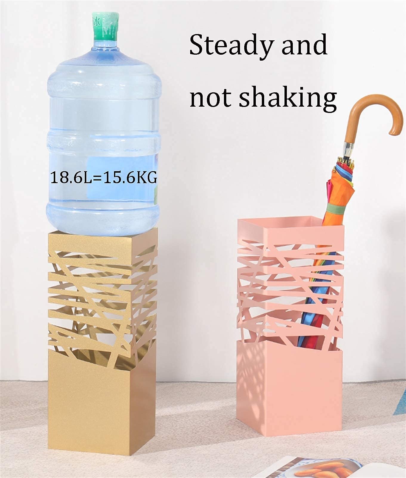 Sywlwxkq Umbrella Stand Rack,Umbrella Stand Large-Capacity Hollowout Umbrella Bucket for Home Hotel,Waterproof,Rustproof and Space Saving,Blue