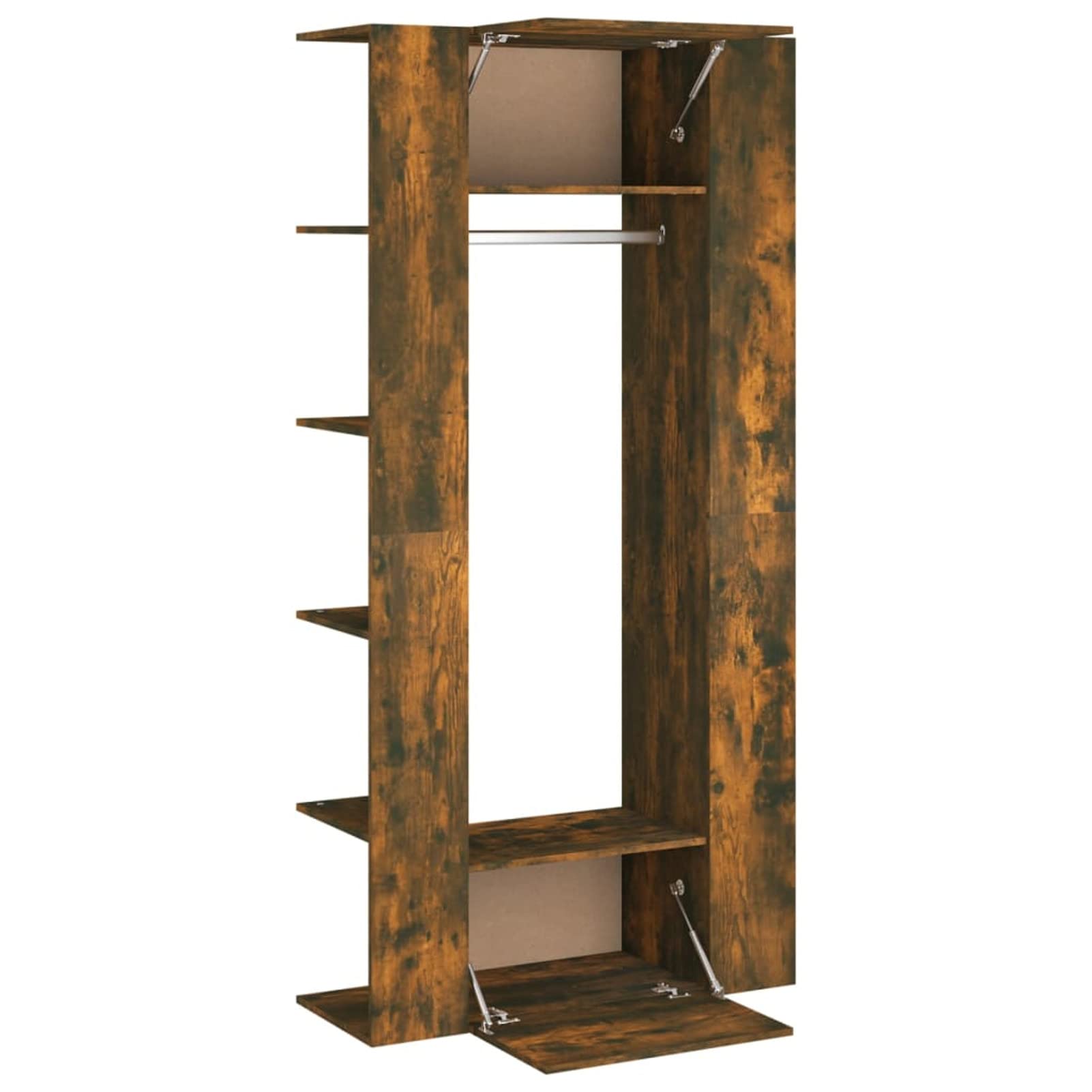 Muebles de pasillo 2 uds. Roble humo de madera multicapa, mueble de entrada, entrada moderna con espejo, mueble con zapatero, armario multifunción
