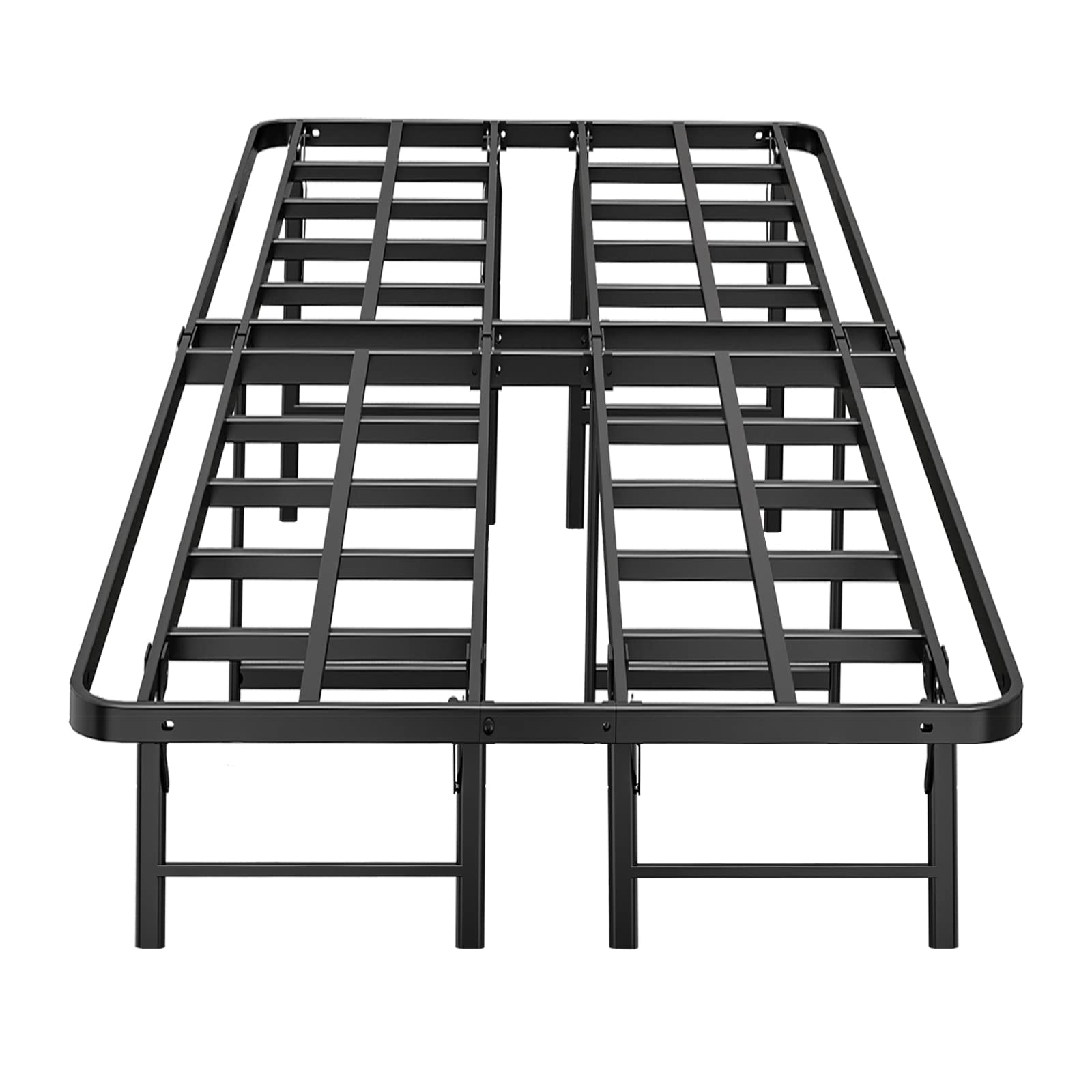 ZIYOO Twin Size Folding Bed Frames 16 Inch Tall, 2500 Pounds Steel Slats Support Mattress, No Box Spring Needed, Easy Assembly, Noise Free