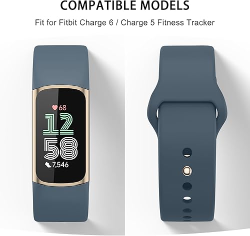Vista 32 de Meliya Correa compatible con Fitbit Charge 6 Bands/Fitbit Charge 5 Bandas Mujeres Hombres, Silicona Suave Ajustable Impermeable Deportiva Correa