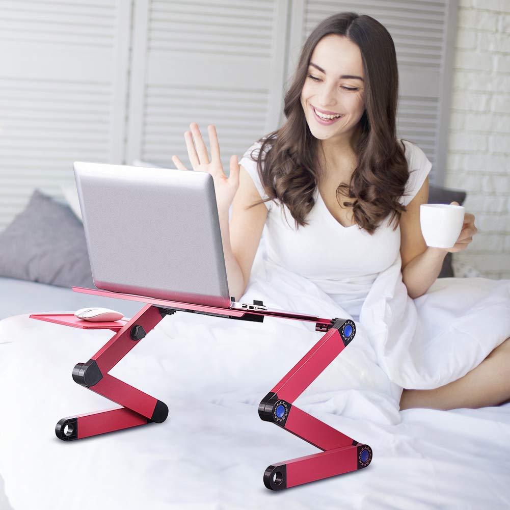 Soporte para Portátil de Aluminio Plegable - Altura Ajustable (4-48cm) con Base de Ventilación y Soporte, Ideal para Ratón para Gaming, Oficina y Viaje