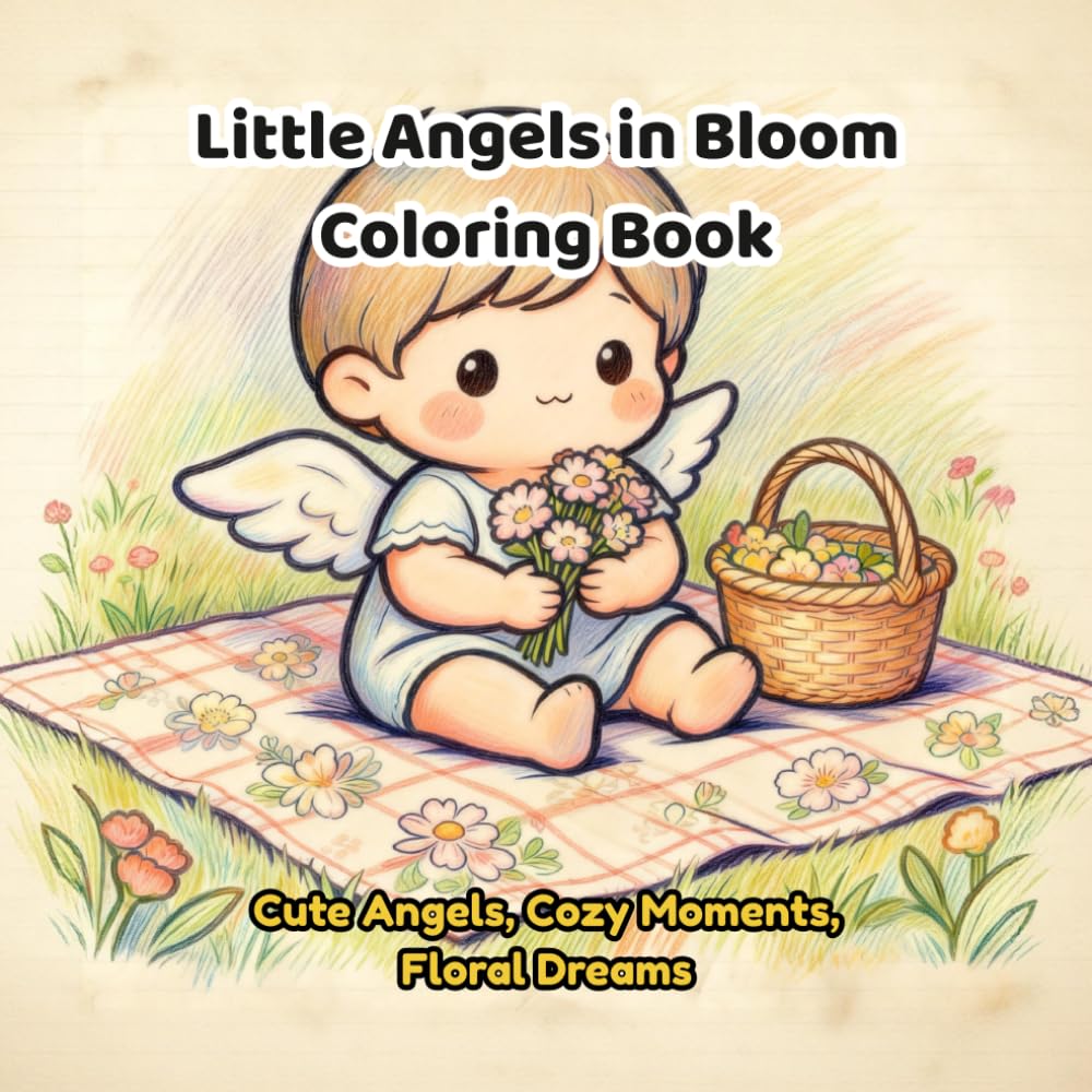 Little Angels in Bloom: A Cute & Relaxing Coloring Book with Adorable Angels and Floral Scenes for Stress Relief and Creative Joy
