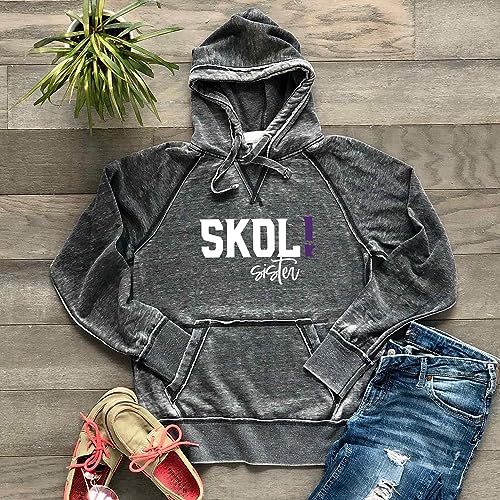 Womens Vikings SKOL SISTER Sweatshirt Hoodie Minnesota | Sparkly | Unisex Fit Burnout Shirt | Ultra Soft Lightweight Hooded Sweatshirt (XL, Light Hoodie/White Skol)4