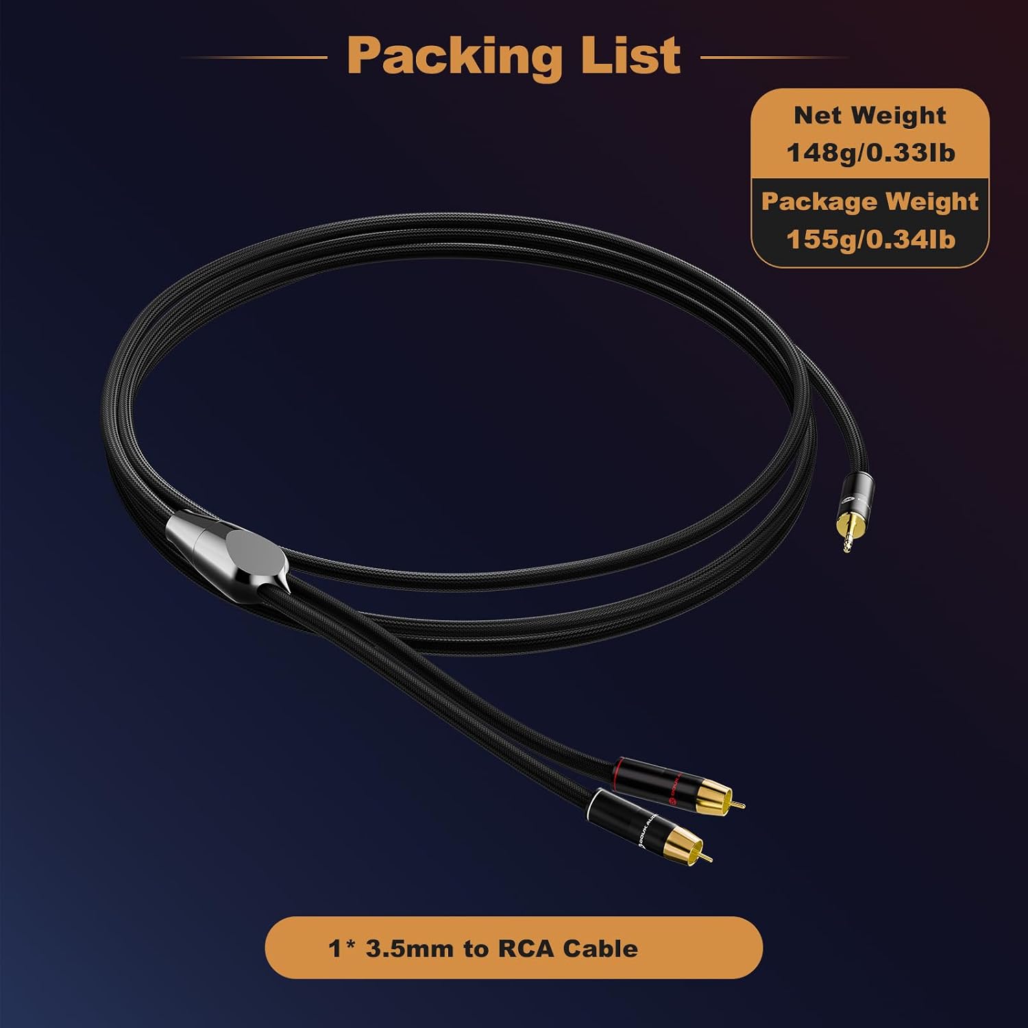 DoukAudio 3.5mm RCA Audio Cable: Bidirectional AUX to Stereo Interconnect for Phone PC Amplifier DAC Gold Plated OFC Shielded Nylon Braided HiFi Home Car System