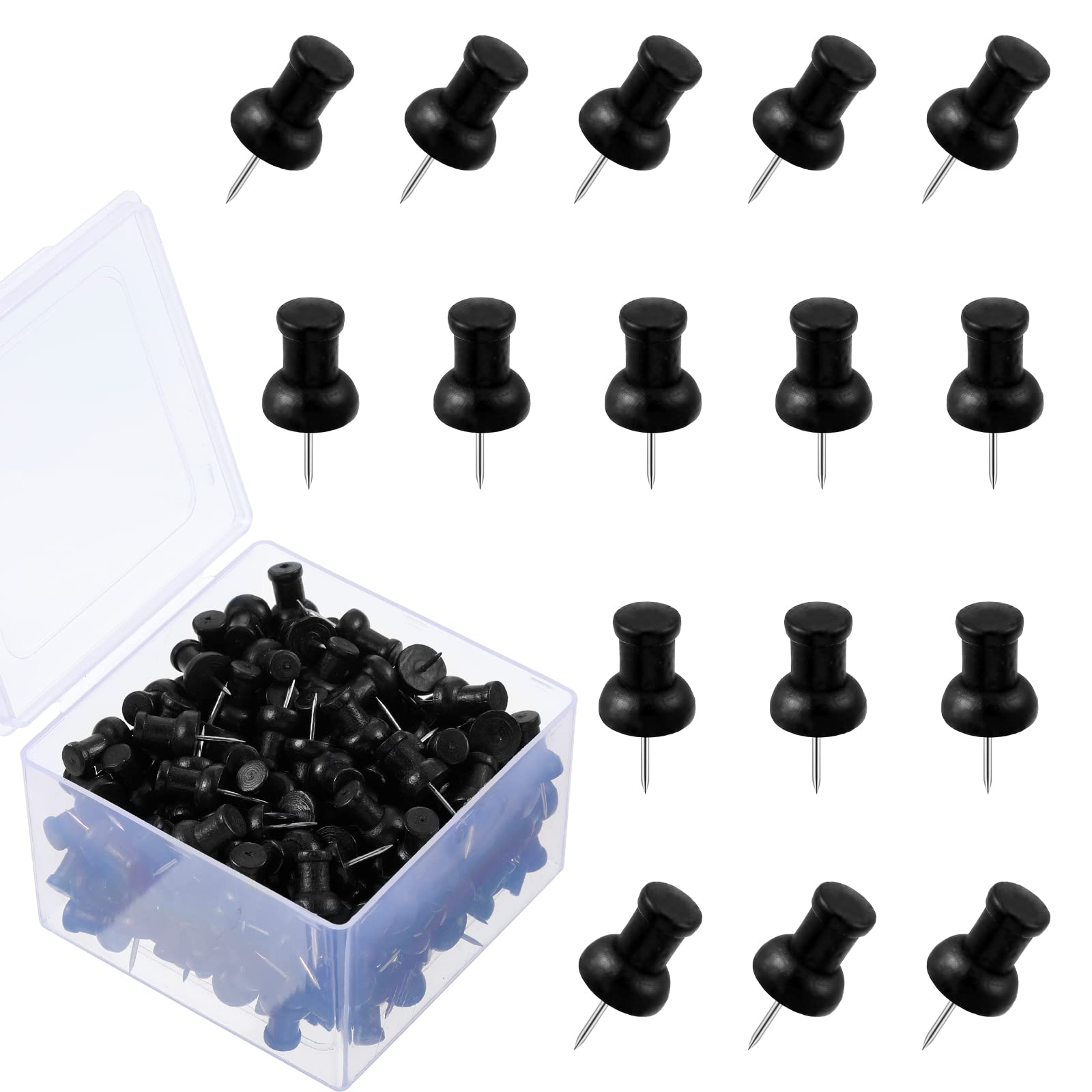 Buy 200 Pieces Black Wooden Push Pins Jumbo Push Pins Giant Large 0.9
