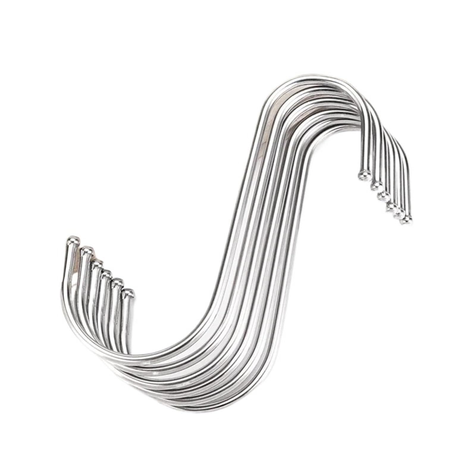 100 ganchos en forma de S de acero inoxidable con punta afilada for colgar utensilios de carne, ropa y carnicería, utensilios de cocina y repostería. Para Carnes(15cm)