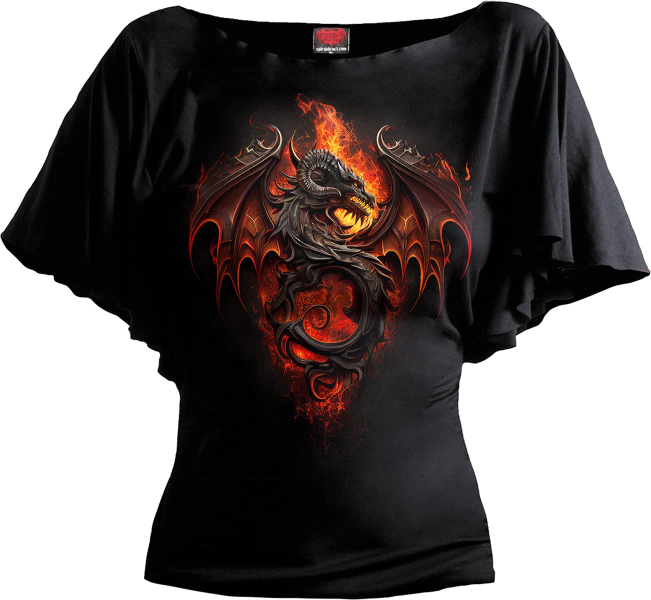 Spiral Black - Infernal Duel - Boat Neck Bat Sleeve Top - 3XL