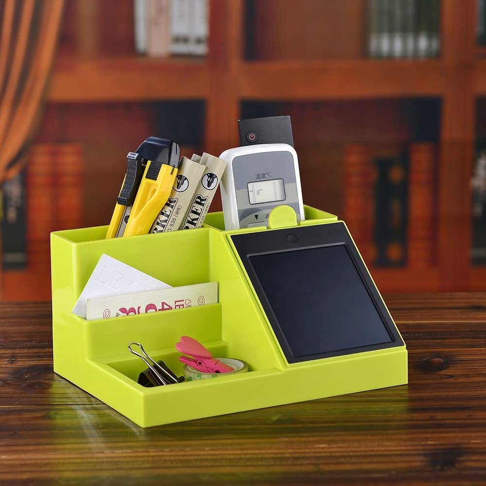 FAINLIST Pen Stand With Visiting Card Holder & Writing pad | Multipurpose Desk Organizer Pen And Pencil Stand With Business Card Holder Box , Mobile Stand, Stationery Storage Case with Digital Notes