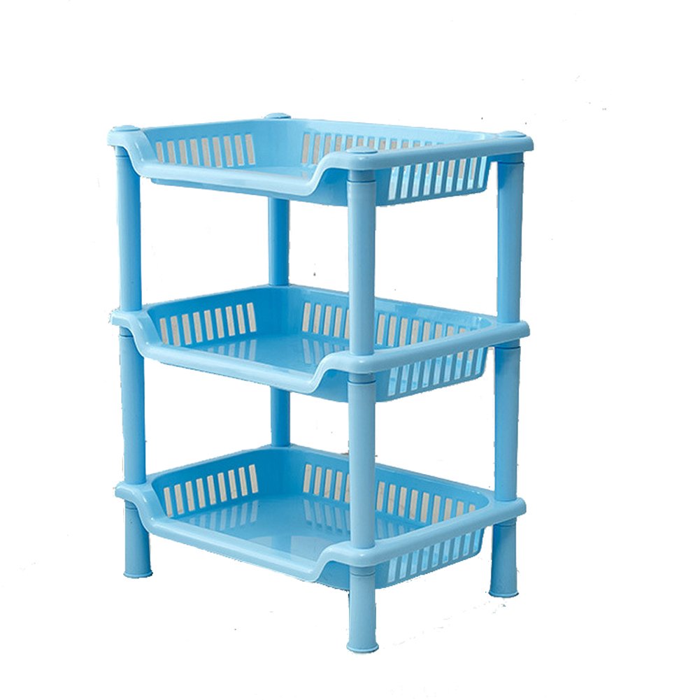 Plastic Small Storage Shelves Plastic Basket Square 3 Layers Desk Stand Rack Bathroom Shelves for Home Household Kitchen