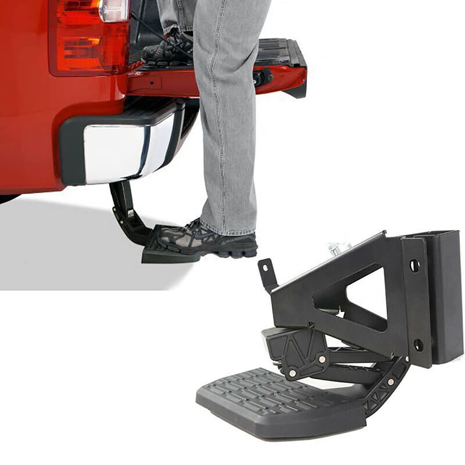 YOUNGERCAR F150 BedStep Retractable for 2015-2022 Ford F-150 Pickup Rear Bumper Step Side Trunk Bed Step Tailgate Step Matte Black