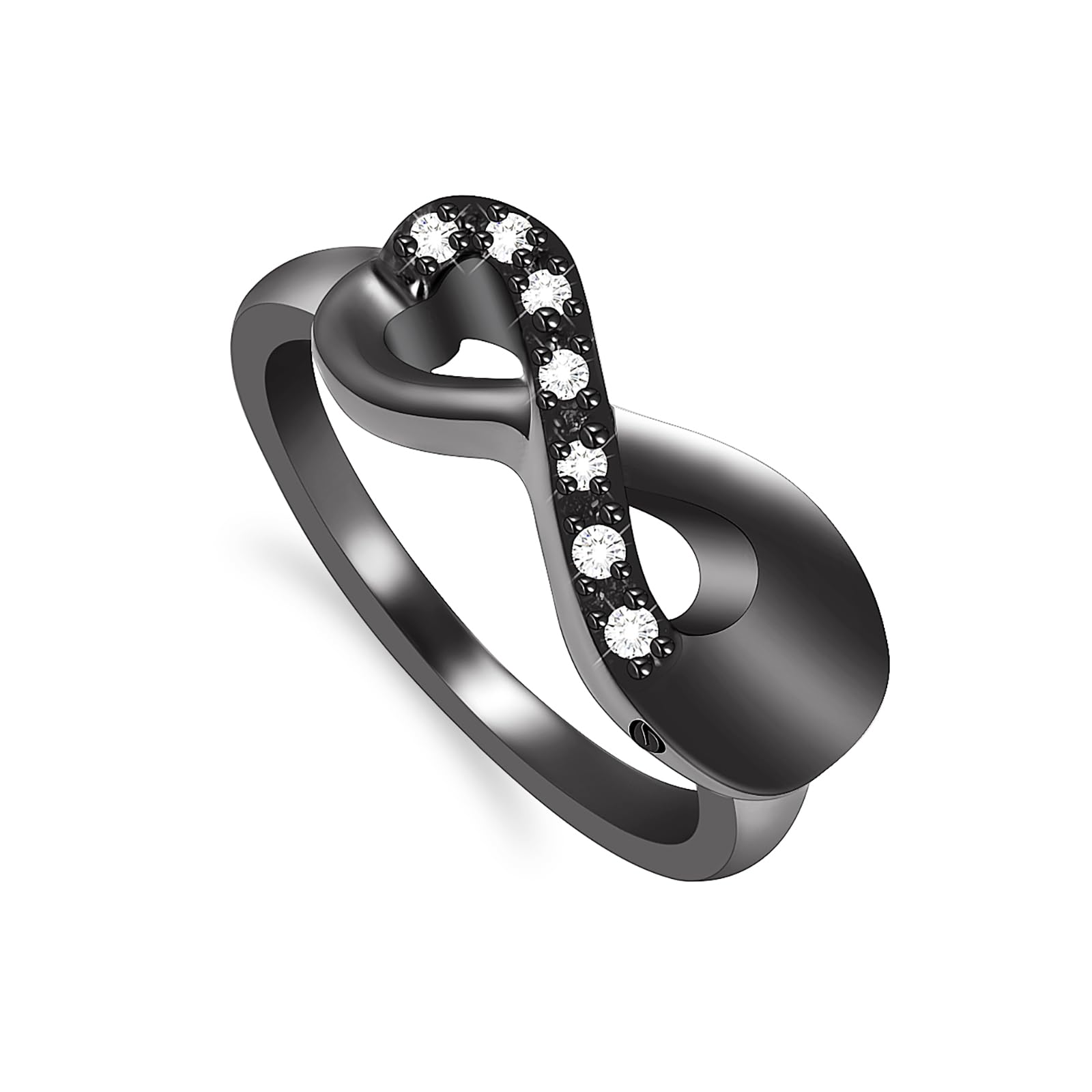 Minicremation Cremation Jewelry Urn Ring for Ashes Infinity Crystal Memorial Ring for Human Dog Cat Ashes Stainless Steel Keepsake Ring for Women, Stainless Steel steel, not (Black, 8)