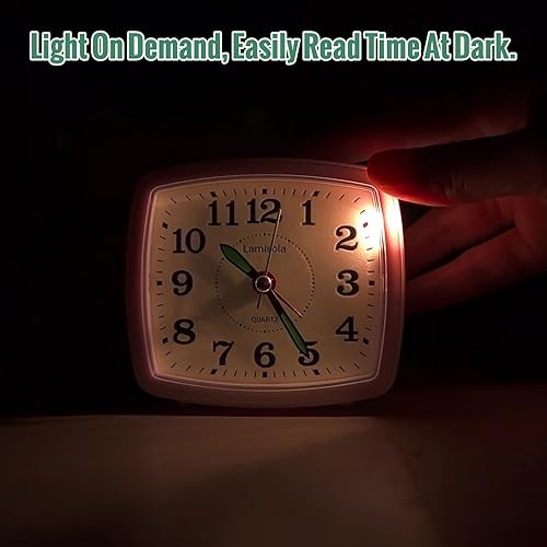 Miniatura 6 de Reloj despertador analógico de viaje con batería, reloj pequeño para dormitorio, escritorio, mesa, estante para oficina, baño, cocina, relojes