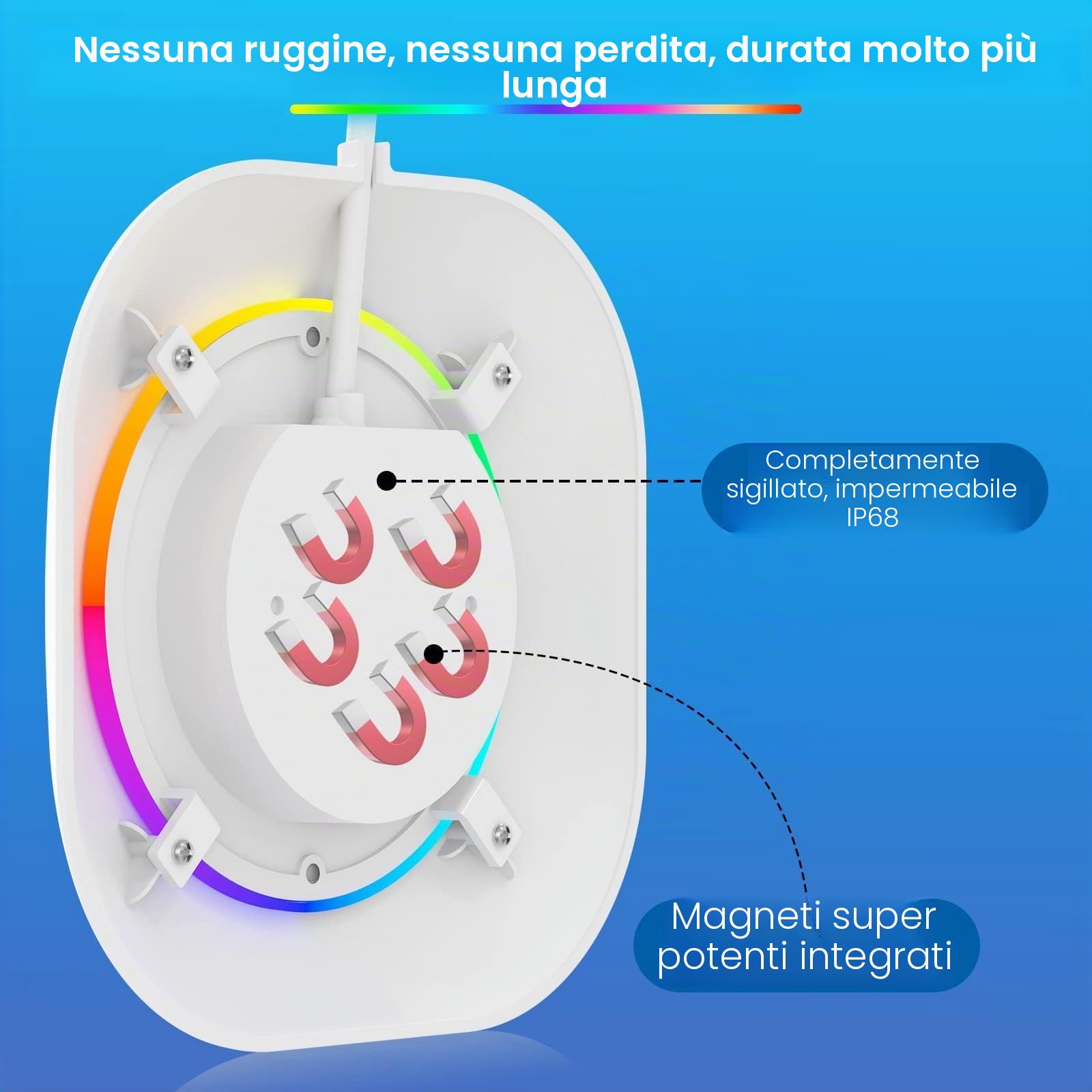 LyLmLe 20 W - Illuminazione a LED senza fili, 12 V luci per piscina sommergibile con controllo APP, dimmerabile, IP68, impermeabile, lampada magnetica con 8 m cavo per piscina fuori terra