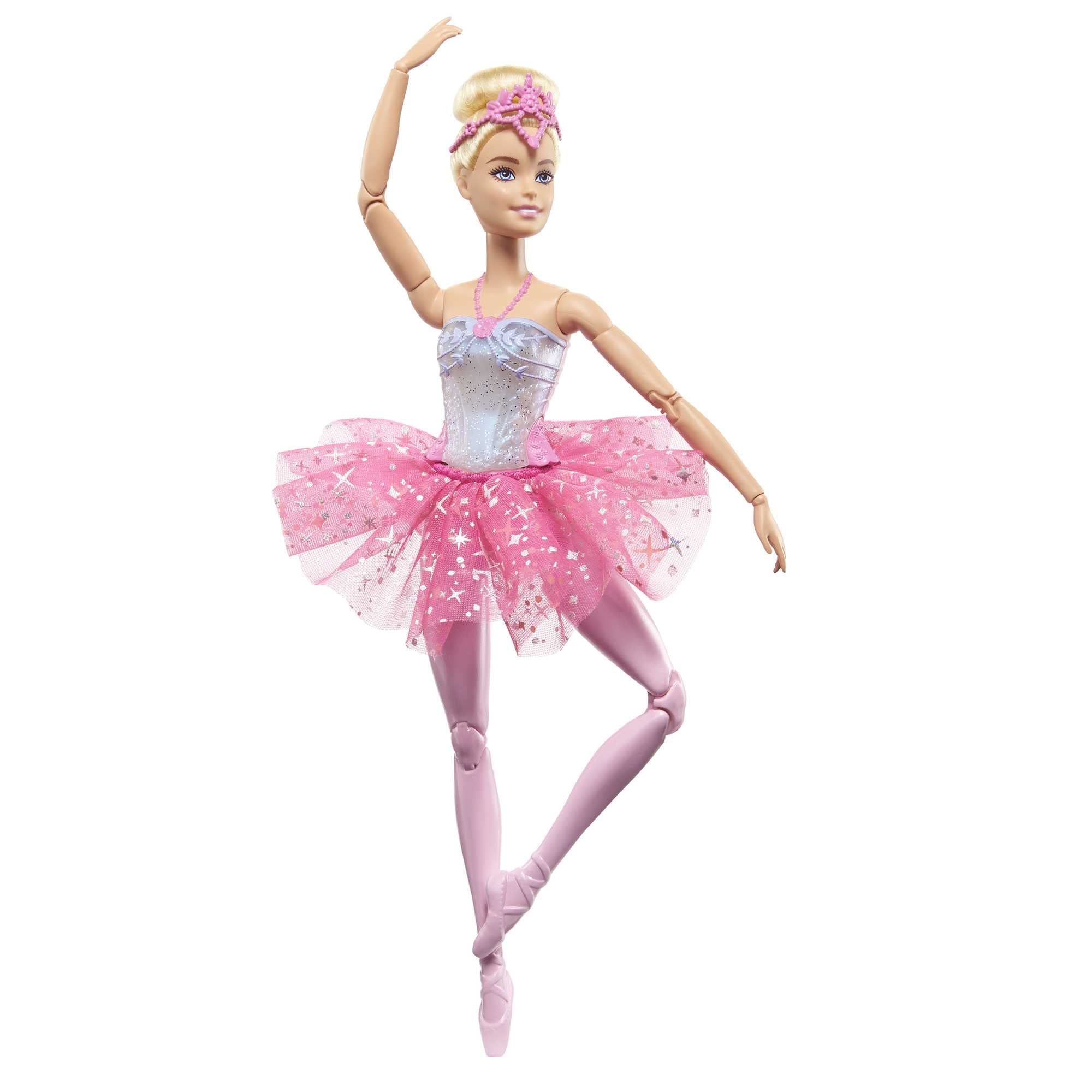 Barbie Dreamtopia Luci Scintillanti - Bambola Ballerina Magica dai Capelli Biondi, con Coroncina e Tutù Rosa, Giocattolo per Bambini 3+ Anni, HLC25