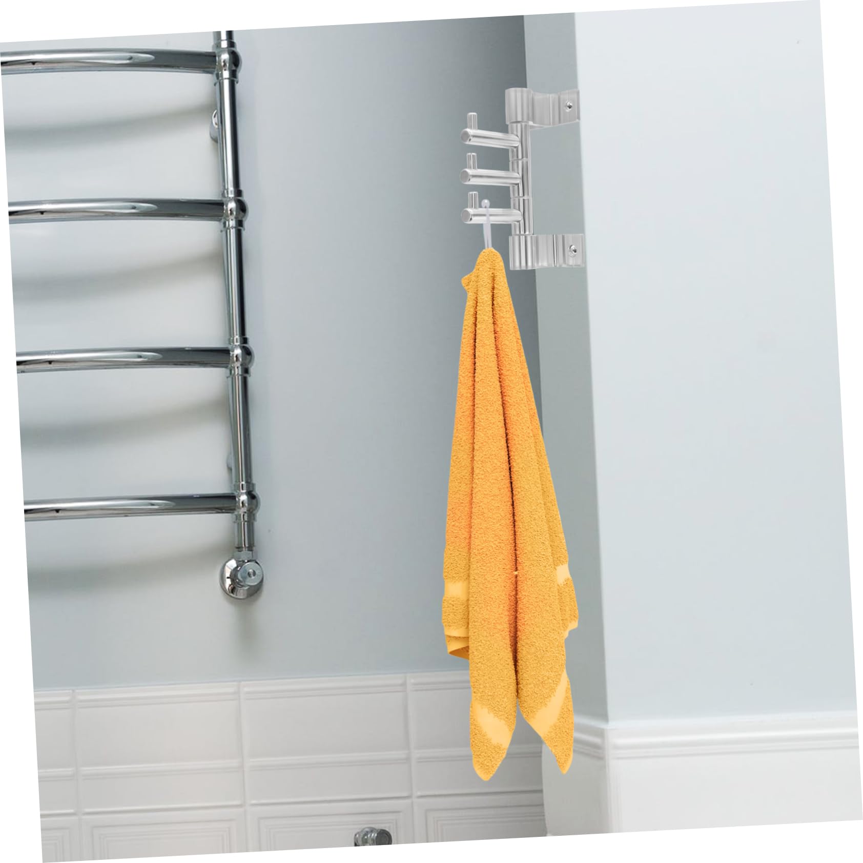 BRIGHTFUFU Swivel Towel Hook Resistant Wall Hook for Bathroom Kitchen No Drilling Installation Versatile Organizer for Towels Bags Coats Arm Design
