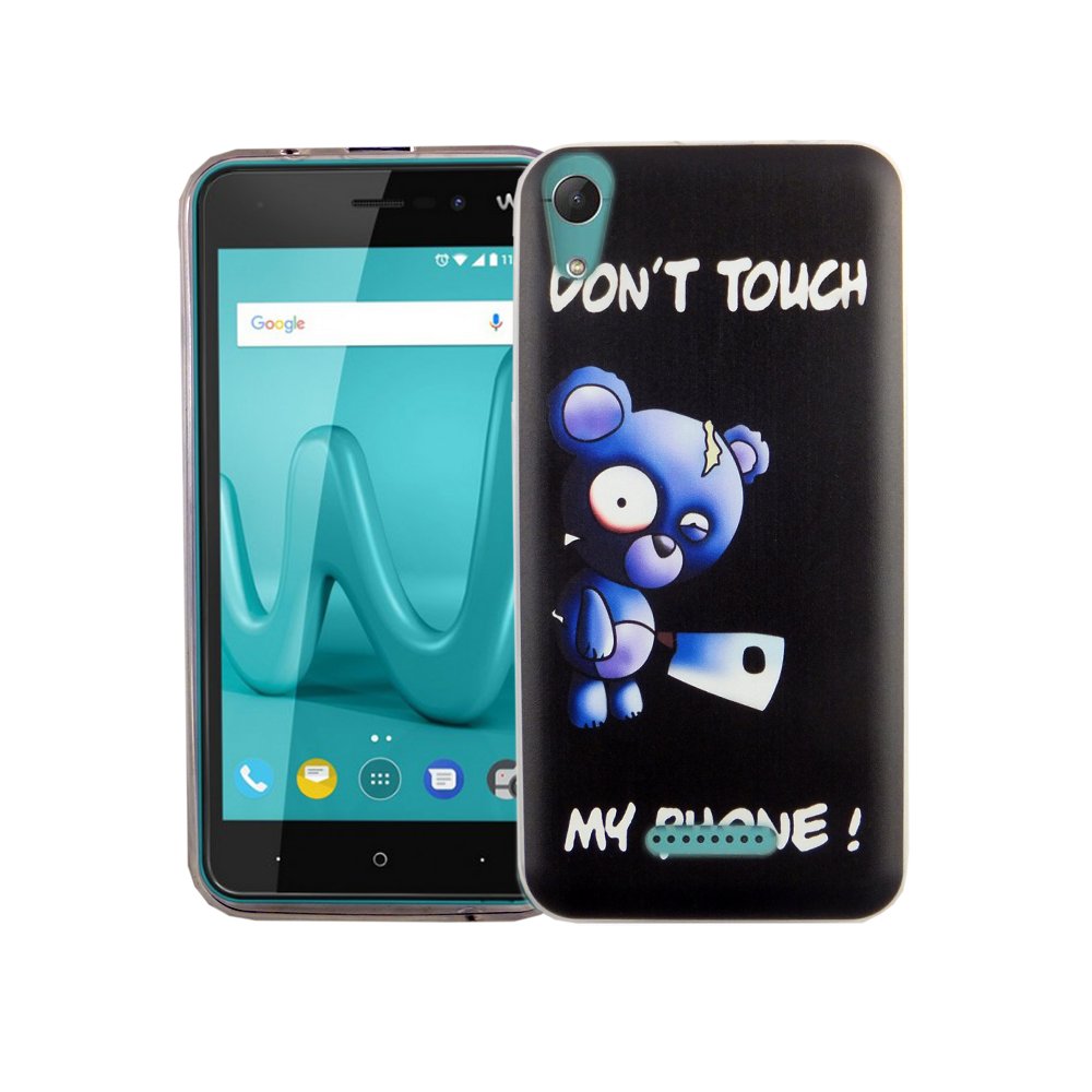 König Design Cassa Telefono Cellulare Compatibile con Wiko Custodia Protettiva in Silicone Sturzsichere Cover Posteriore Custodia Cellulare - Don't Touch My Telefono Orso con Motosega, Wiko Sunny 2