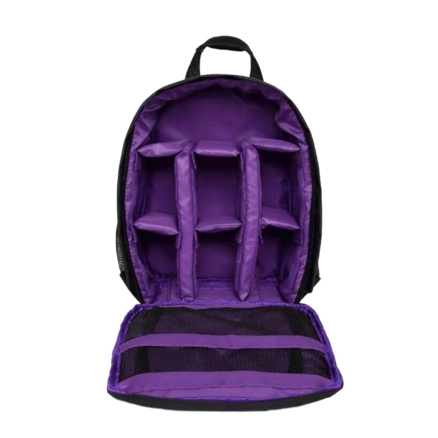 SNAPPSY Front Opening DSLR Camera Backpack Mesh Pocket Padded Camera Backpack Safeguarding Photo Storage Black for Photographers, Purple, S-image-17