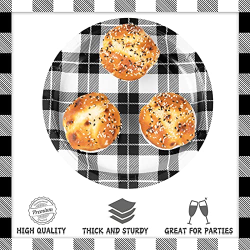 Decorlife 80 Count Buffalo Plaid Plates, 9 Inch Black And White Paper Plates For Party Supplies #TOP2