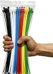 120Pcs 8Inch Cable Zip Ties, Assorted Sizes, Multi-Purpose Multi-Color Mix Packed Self-Locking Nylon Wire Ties, Colored Cable Ties for Home,Office,Garden,Workshop