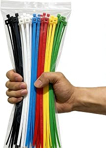 120Pcs 8Inch Cable Zip Ties, Assorted Sizes, Multi-Purpose Multi-Color Mix Packed Self-Locking Nylon Wire Ties, Colored Cable Ties for Home,Office,Garden,Workshop