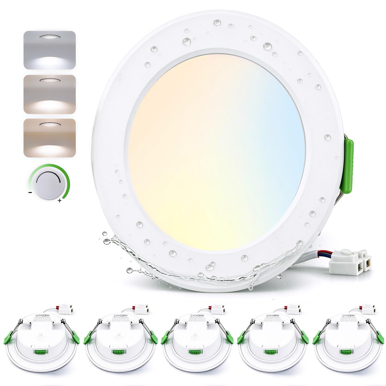 Mizlay LED Einbaustrahler 230V Dimmbar 5W 99mm (Lochmaß 75-90mm), IP44 Außen LED Spots Warmweiß Neutralweiß Kaltweiß, Flach Deckenspots Einbauleuchten Einbauspot Weiß für Badezimmer Innen 6er Set