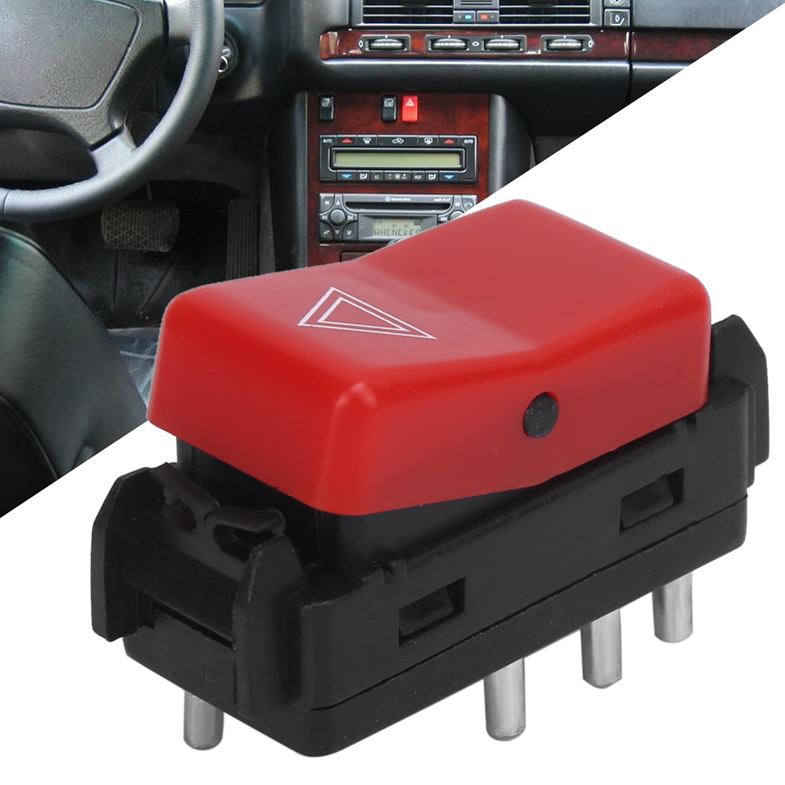 Cosiki Interruttore Luce di Emergenza di Emergenza Rosso di Ricambio per W124 W201 W202 Robusto ABS + Metallo