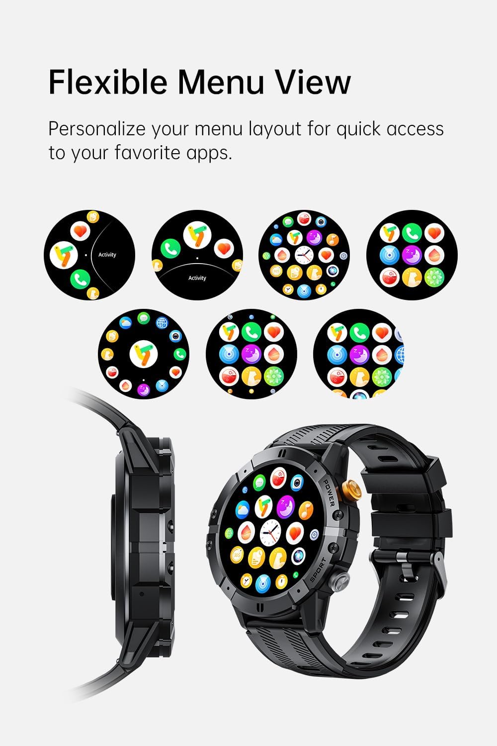 Gravity C29 Smart Watch Flexible Menu View