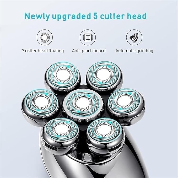 Rasoio elettrico per gli uomini, 5 in 1 Rasoio elettrico per gli uomini 7D Floating Cutter Head USB Ricaricabile Rotary Shaver Smart Multifunzionale Grooming Kit