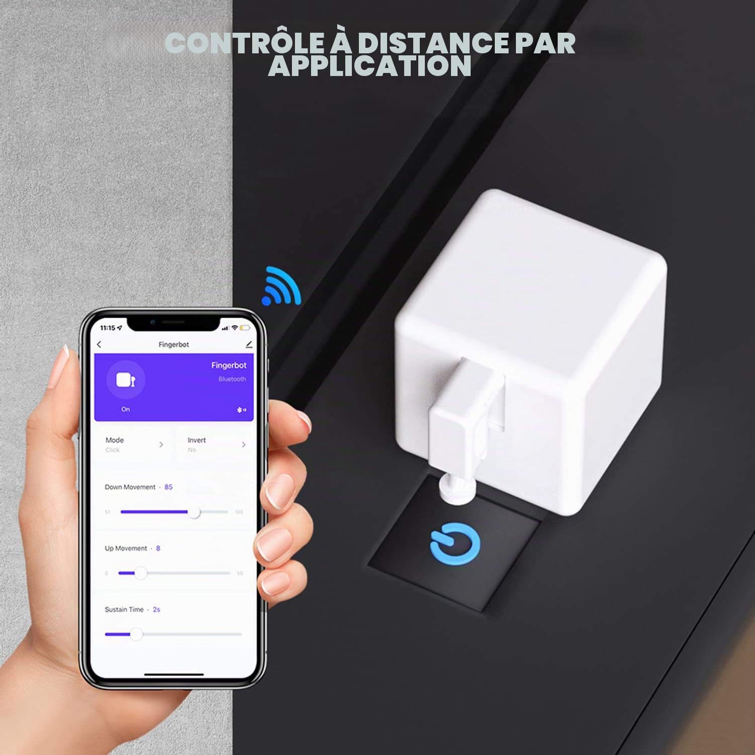 Bouton Smart Switch Pusher : Bluetooth Fingerbot Plus avec kit d'outils pour tous les interrupteurs, contrôle de l'application Tuya, ajouter le hub Bluetooth Tuya pour le rendre compatible avec Alexa,
