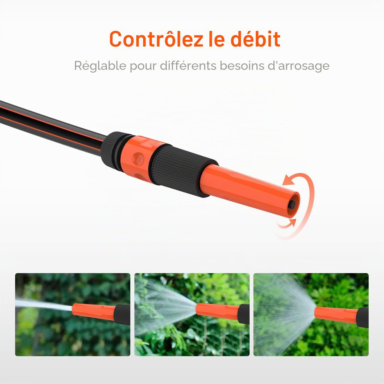 GRIFEMA G301-15, Enrouleur Tuyau Arrosage Mural 15m+1.5m, Rotation à 180 °, Complet avec Pistolet, Raccords, Tuyau et Support Mural