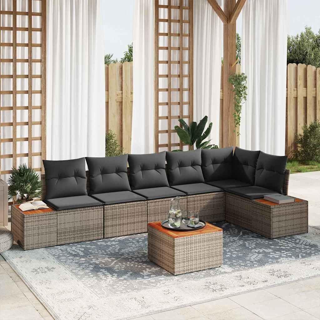 Set di mobili da giardino, 6 pezzi, in polyrattan, grigio