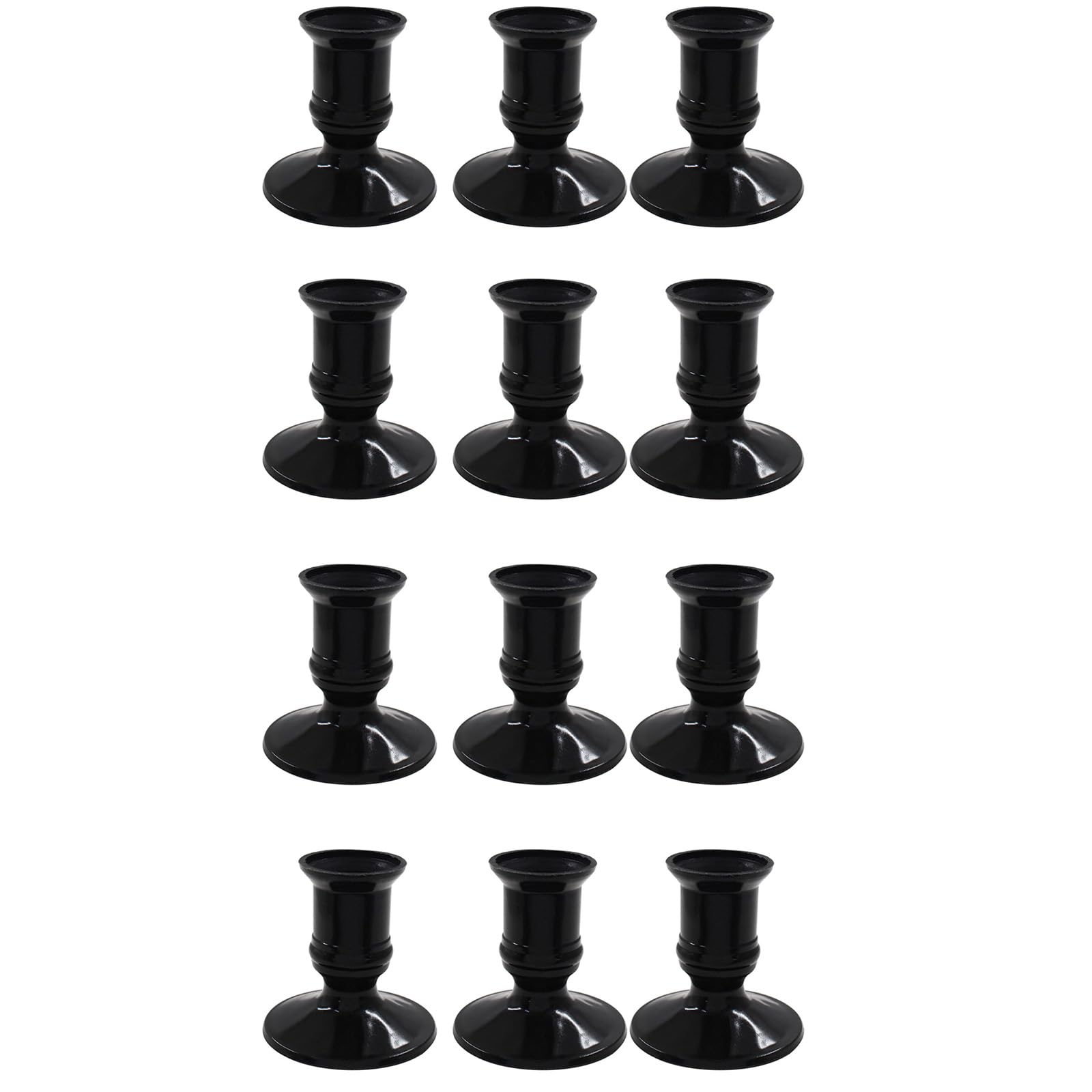 Maxtonser 12Pcs Black Taper Holders Elegant Designs LED Stand Candlestick for Christmas Weddings and Dinners