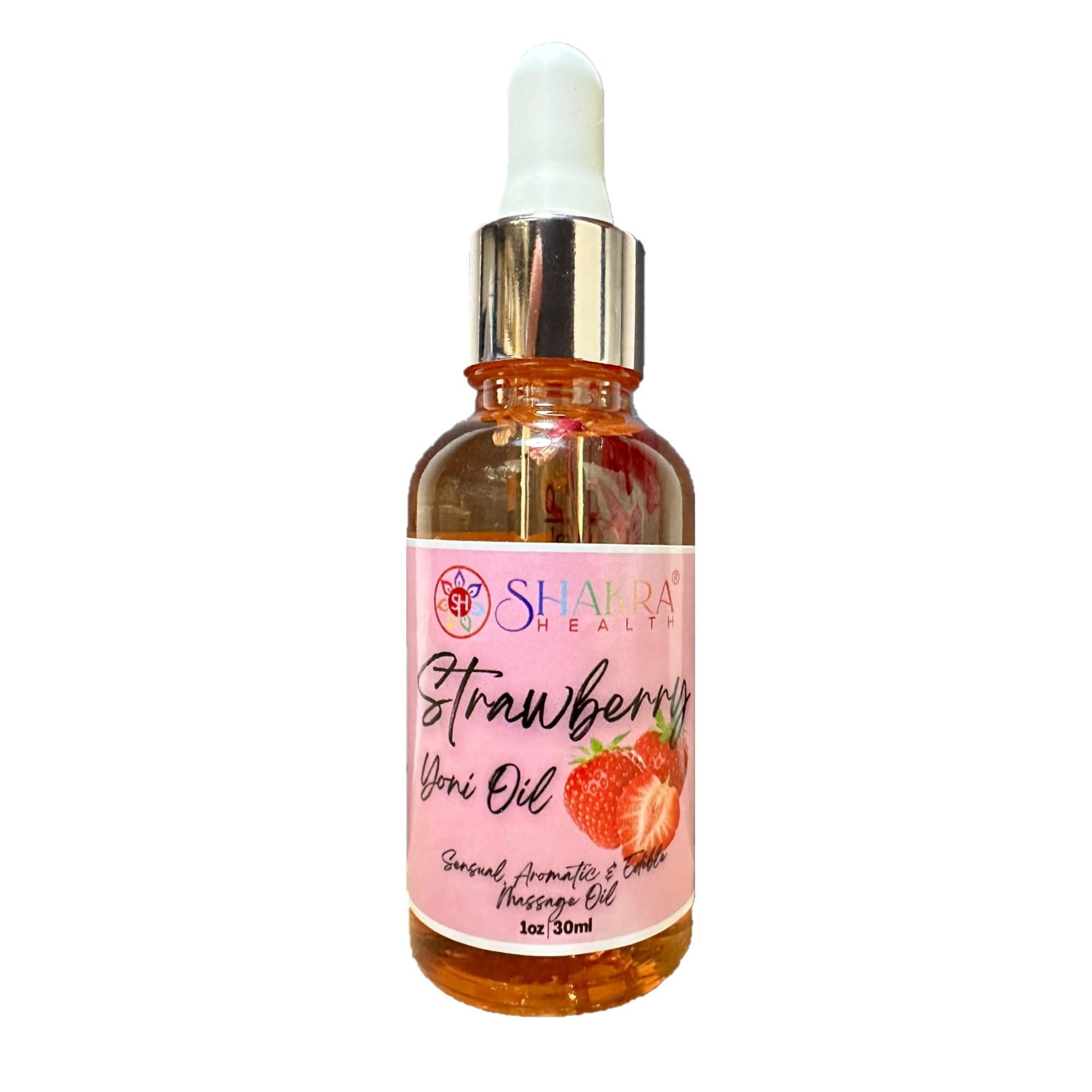 Aceite de Masaje Corporal Yoni Oil Fresa 30ml: Hidrata y calma la sequedad, relaja y equilibra los niveles de PH. Unisex Olor Fresco e Higiene. Vegano y Orgánico