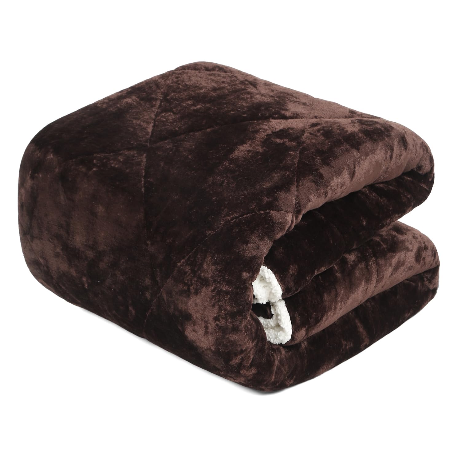 plush luxury ultra soft crystal velvet winter blanket 1 faux fur sherpa quilt king size fluffy furry comforter razai ideal for heavy winters (coffee, king, solid)