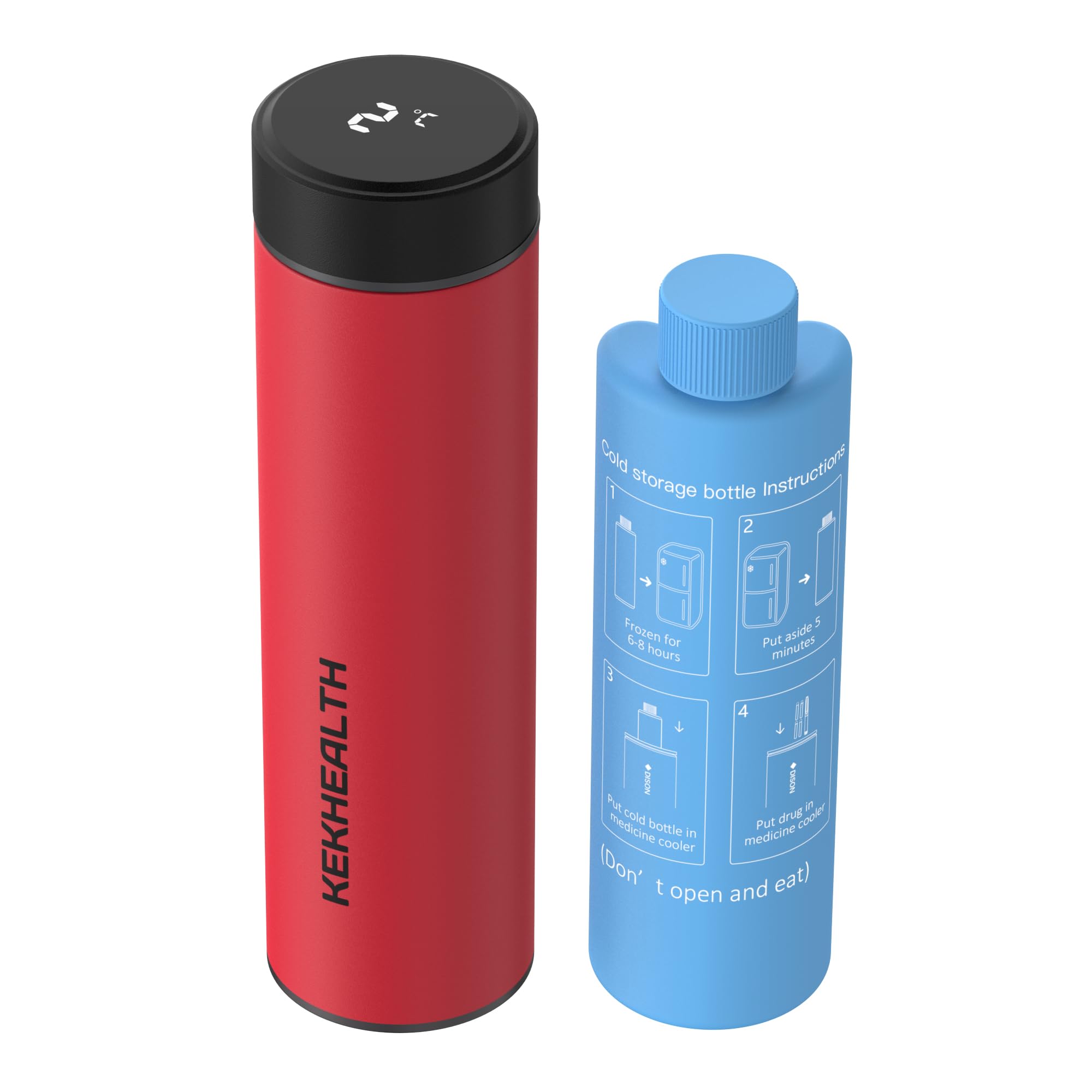 KEKHEALTH Smart 60H 3 Insulin Pens Cooler Travel Case Temp Display with QR Medical Travel Tag Medicine Cooler for Travel TSA Approved EpiPen Carry Case (Rescue Red)