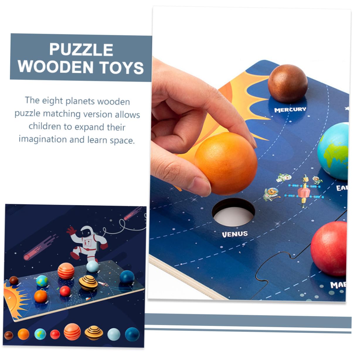 Rompecabezas de Planetas 1 Juego de Madera Educativo para Bebés y Niños