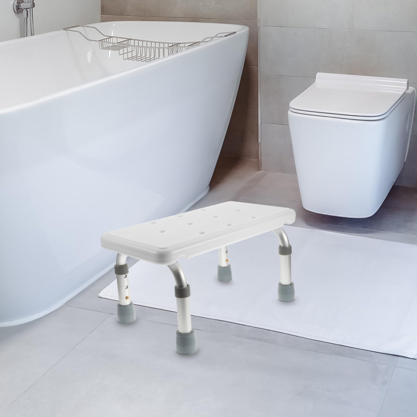 Taburete de Altura Ajustable de Aleación de Aluminio para Ducha