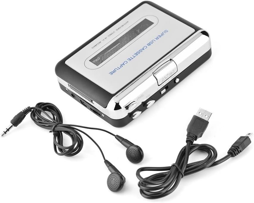 Zopsc Portable Cassette to MP3 Converter with Headphones Transfer USB Cassette Tape to PC MP3 CD Switcher Converter Capture Audio Music Player