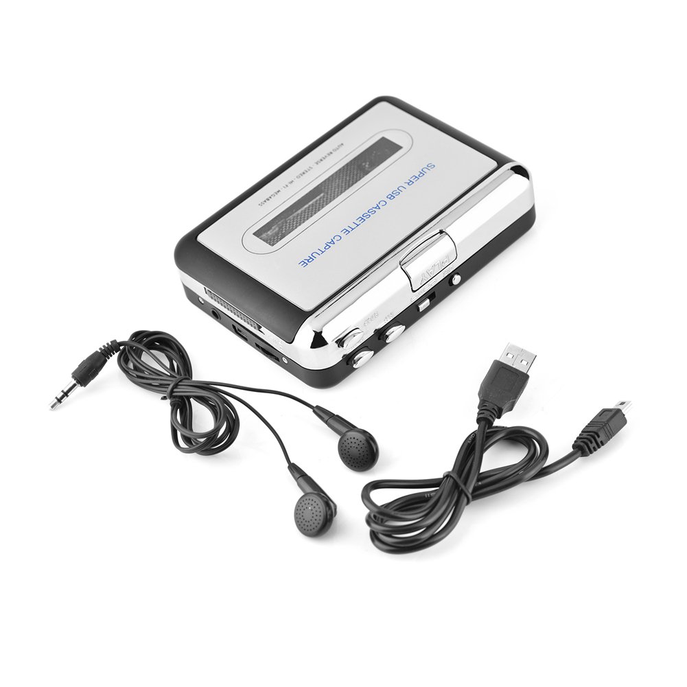 Convertidor de Cassette a MP3, Reproductor de Cassette, Reproductor de Cinta de Cassette con Auriculares, Reproductor de música con Captura de Audio, Cassette USB a PC, convertidor de CD de MP3, Plug