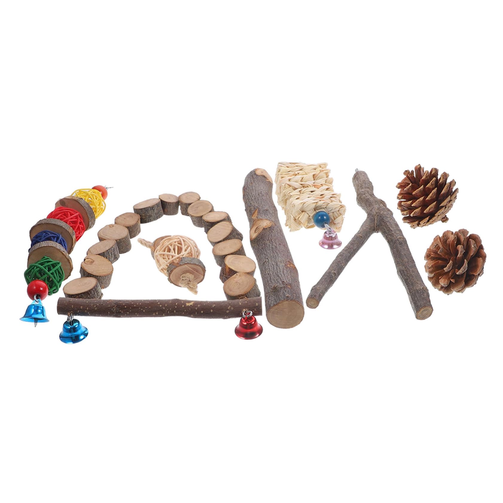 COLLBATH 1 set Giocattoli per Pappagalli con Perch Set Giocattoli per Uccelli Colorati Facile da Appendere La Noia e Promuove Colore Casuale Colore Casuale