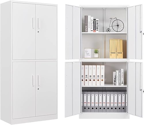 Miniatura 7 de Anxxsu Armario de almacenamiento de metal con ruedas, gabinete de almacenamiento con cerradura de 73 pulgadas con 2 estantes ajustables y 1 cajón