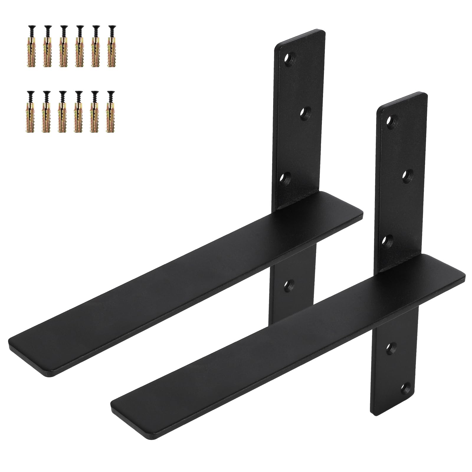 2-Pack Countertop Support Brackets 16"x11"x2", Heavy Duty Steel Metal Floating Hidden Shelf Bracket for Shelves, Quartz/Granite/Wood/Concrete/Laminate