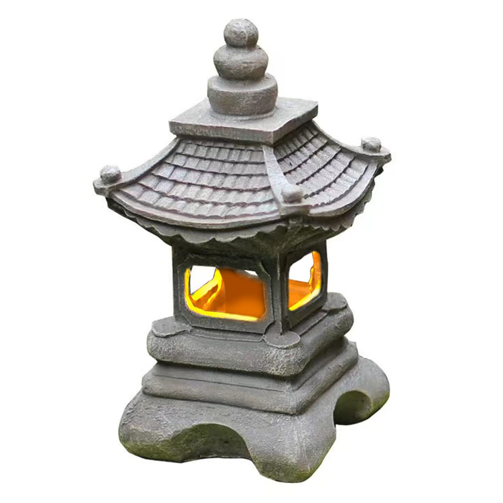 Wedhapy Japanese Stone Lantern Garden Lamp Solar Power Pagoda Lantern Tower Decorative Ornaments Garden Courtyard Resin Artifact Solar Lamp