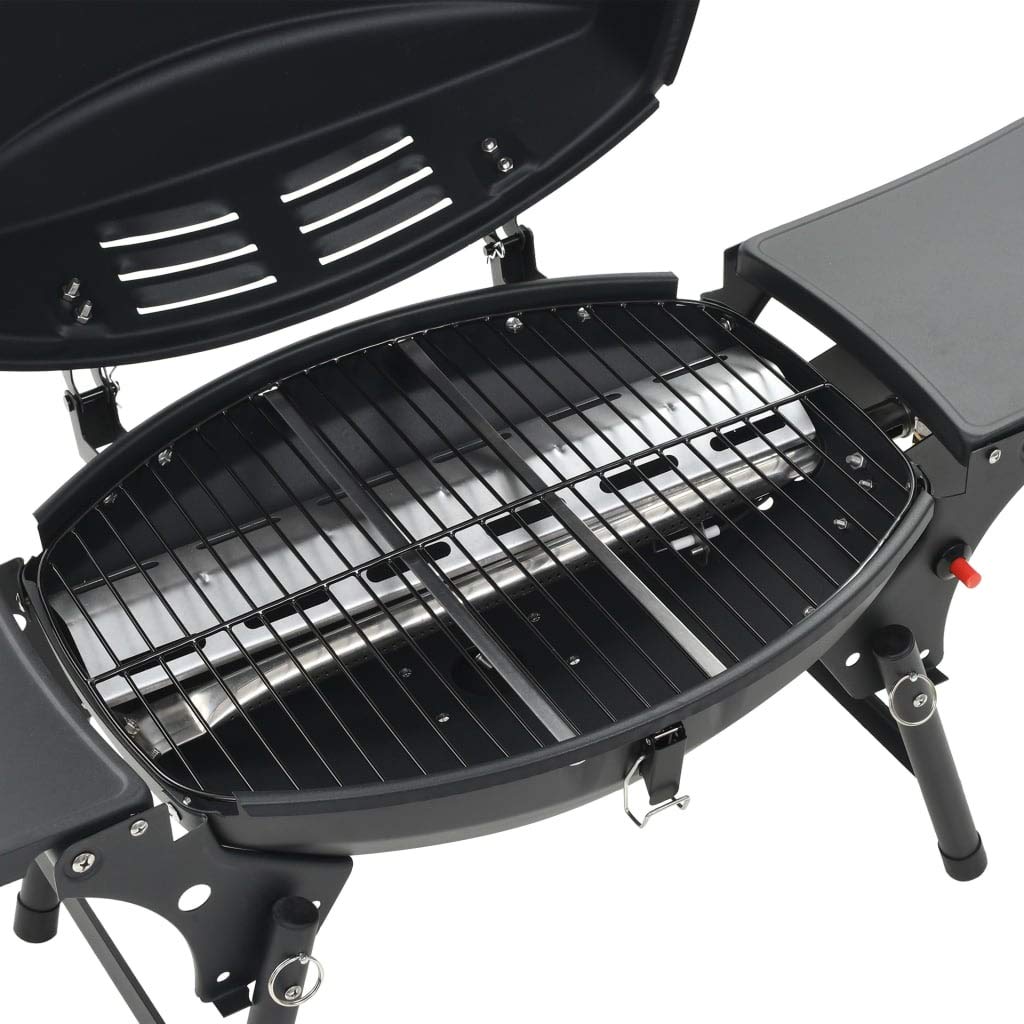 Tidyard Barbecue e Griglia a Gas Portatile con Fornello Nero,Ripiani laterali pieghevoli,BBQ 4,2 kW (15000 BTU)