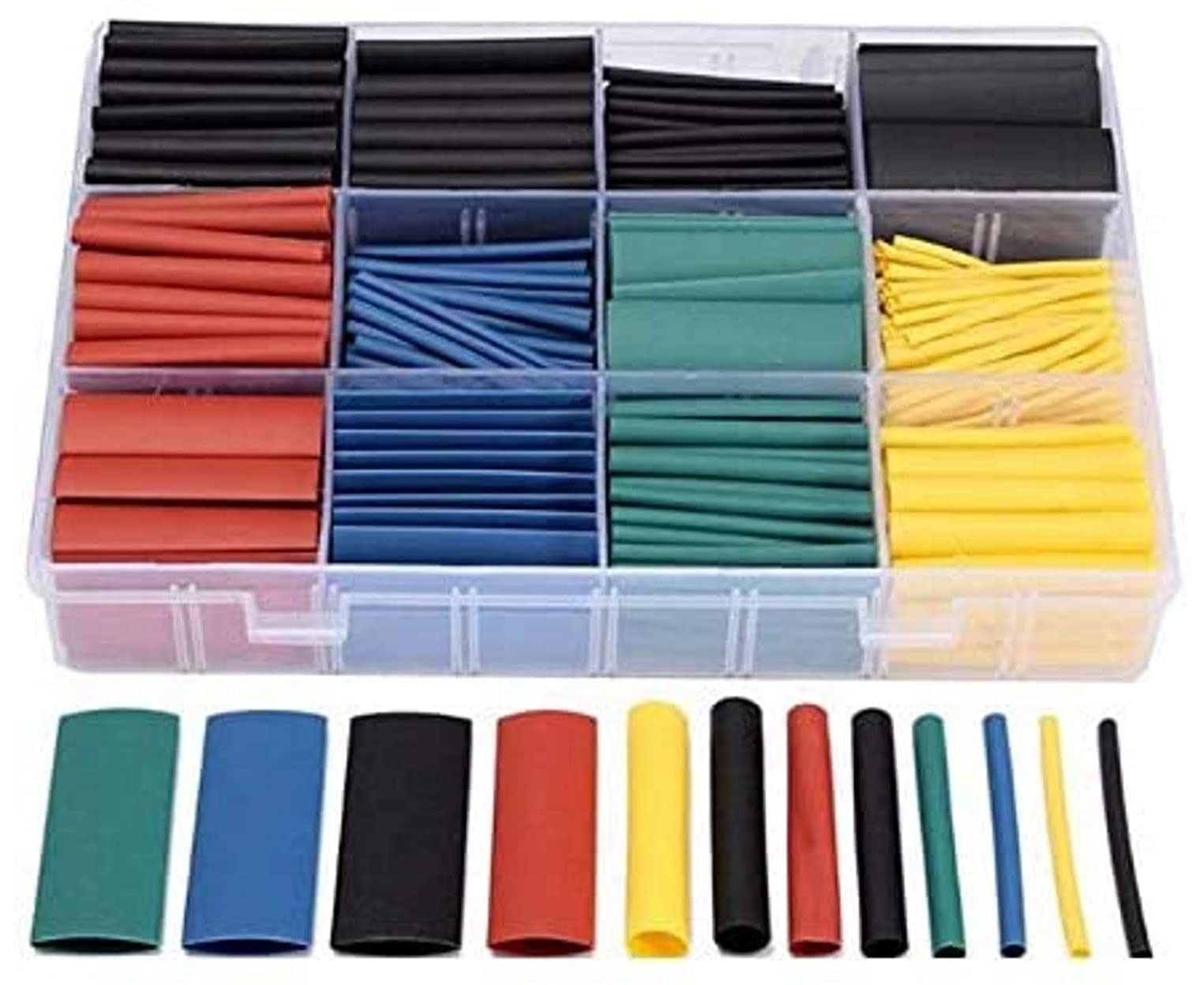 530pcs/set Heat Shrink Tube 6 Colors 11 Sizes Tubing Set Insulation Shrinkable Tube Assortment Electronic Polyolefin Ratio 2:1 Wrap Wire Cable Sleeve Kit for DIY