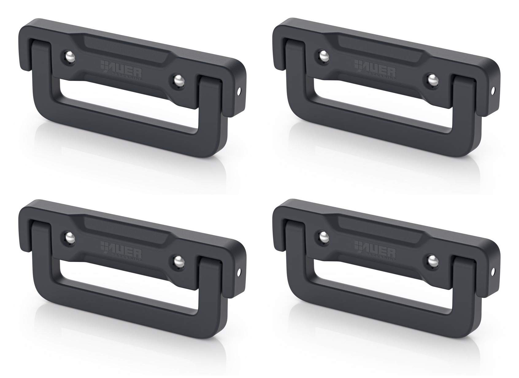 Auer Packaging 4 maniglie pieghevoli in plastica, 16 x 6,3 x 1,5 cm, colore nero, autoportante, per contenitori europei, valigia, custodia