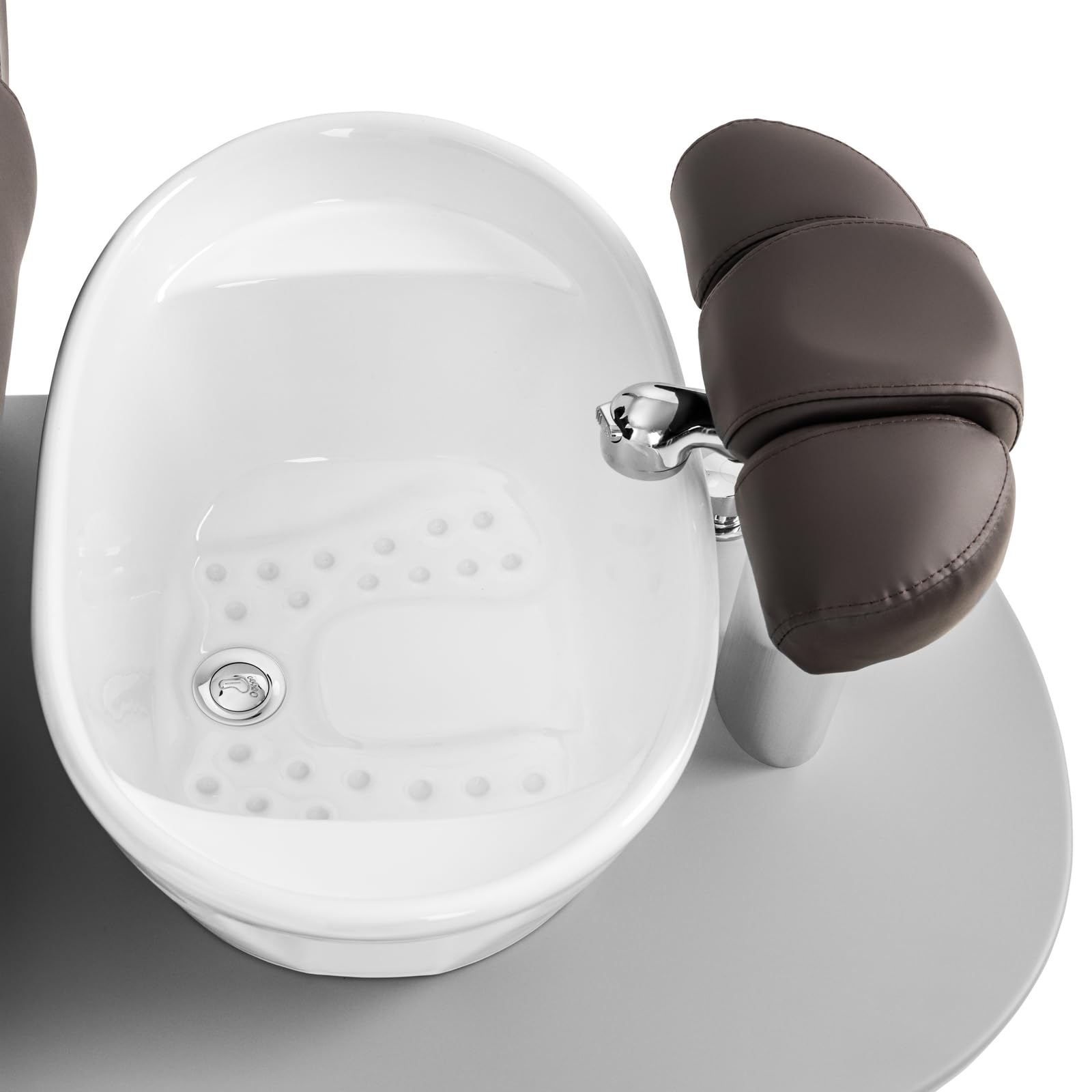 Physa Fußpflegestuhl elektrisch mit Fußwanne und 3 Massagefunktionen 120 W 200 kg braun Kosmetikliege Pedikürestuhl Stuhl für Fußpflege