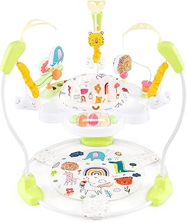 COSTWAY Baby Jumper, Height Adjustable Infant Activity Center with 360° Rotary Seat, Music, Lights, Removable Foot Pad, Interactive Toys, for Ages 6 Months + (Yellow)