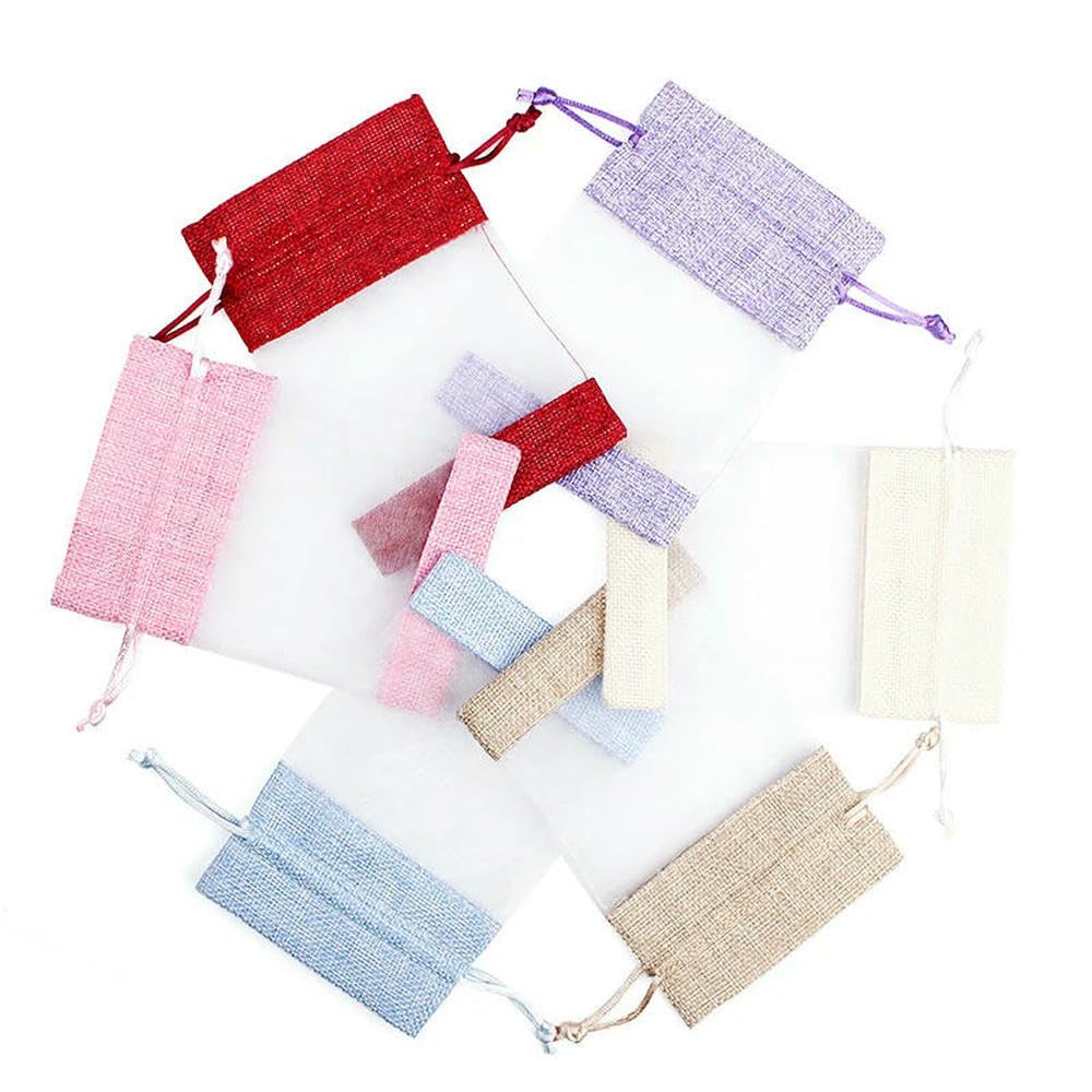 Lot de 25 pochettes de rangement en toile de jute et de coton avec cordon de serrage - Sacs cadeaux en organza et lin avec cordon de serrage - Plusieurs tailles - Beige - 13 x 18 cm